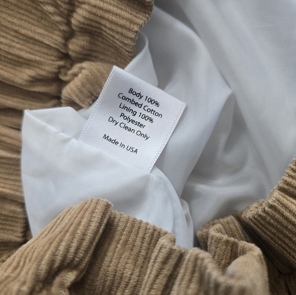 Scallop Corduroy Skirt in Camel by Lauren James Sz M Side Pockets - Picture 8 of 9